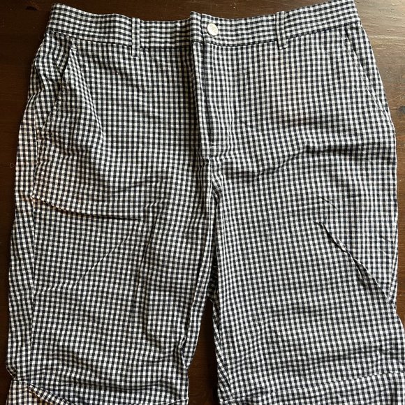 Ralph Lauren Unisex Navy and White Gingham Bermuda Shorts Size 10 - Picture 1 of 5